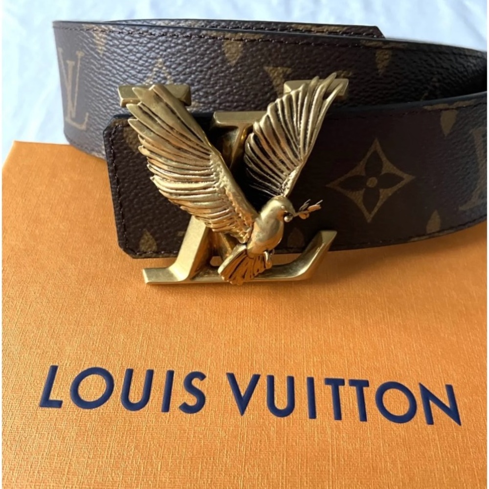 Louis Vuitton Brown Belt with Gold Bird Buckle